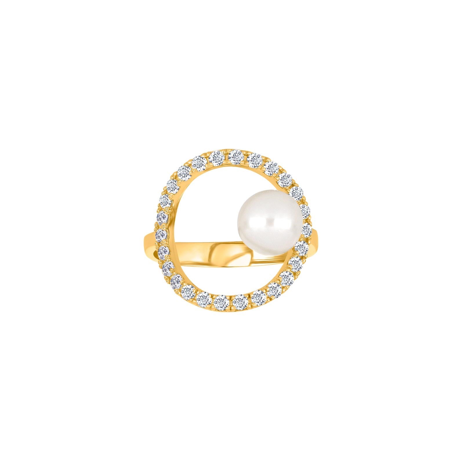 8kt. Goldring m/Süsswasserperle und cz