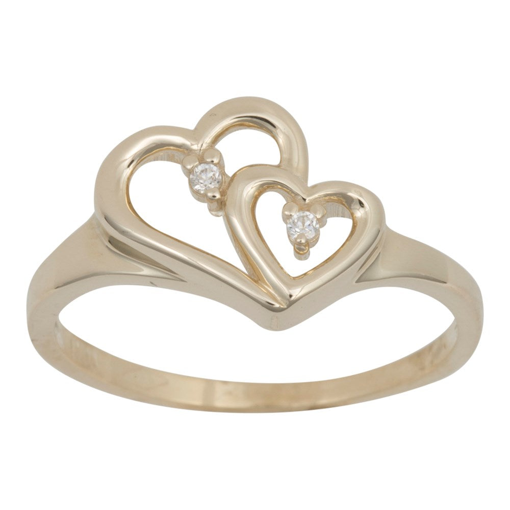 8kt. guldring hjerter m/cz