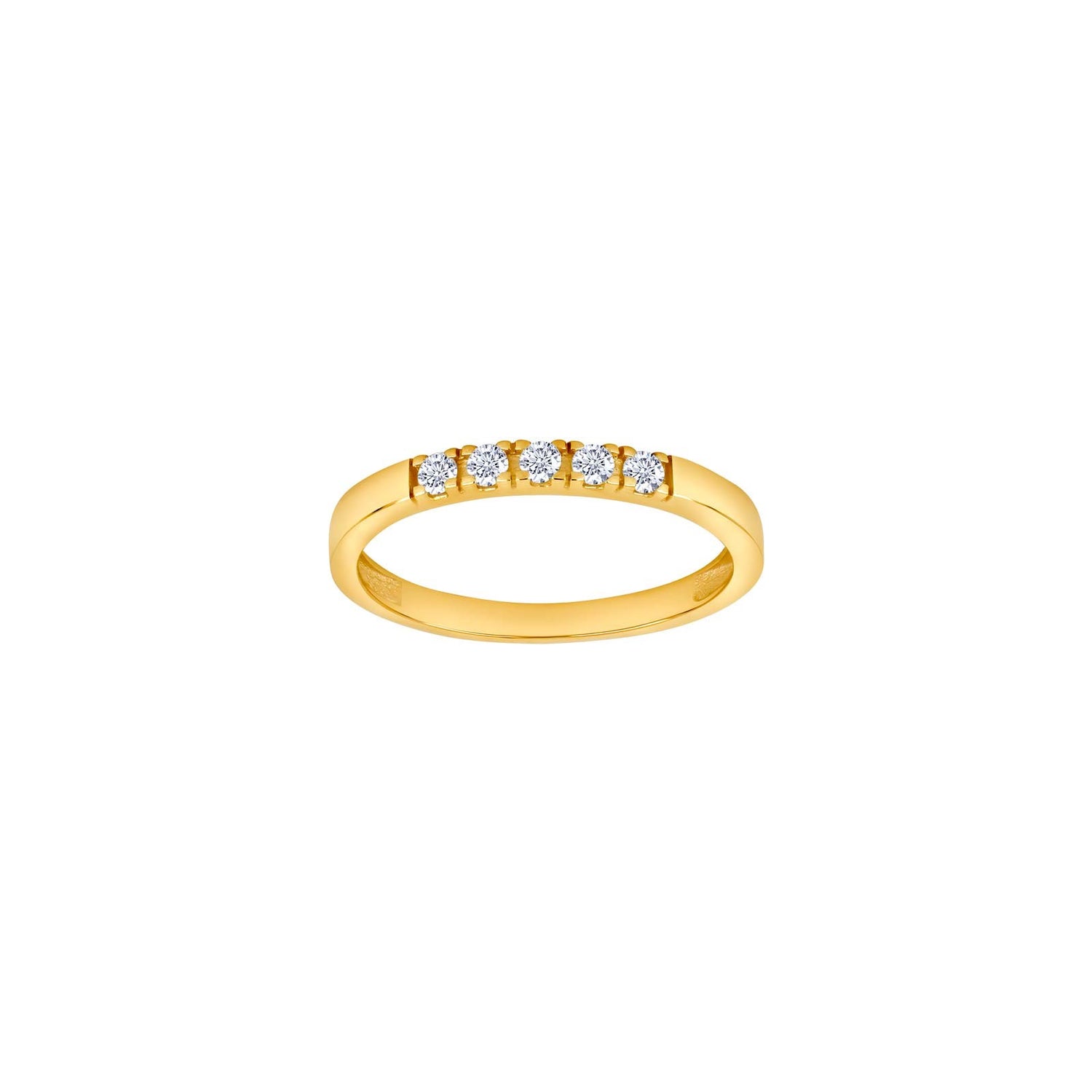 14kt. Gold Trauring m. 5 cz.