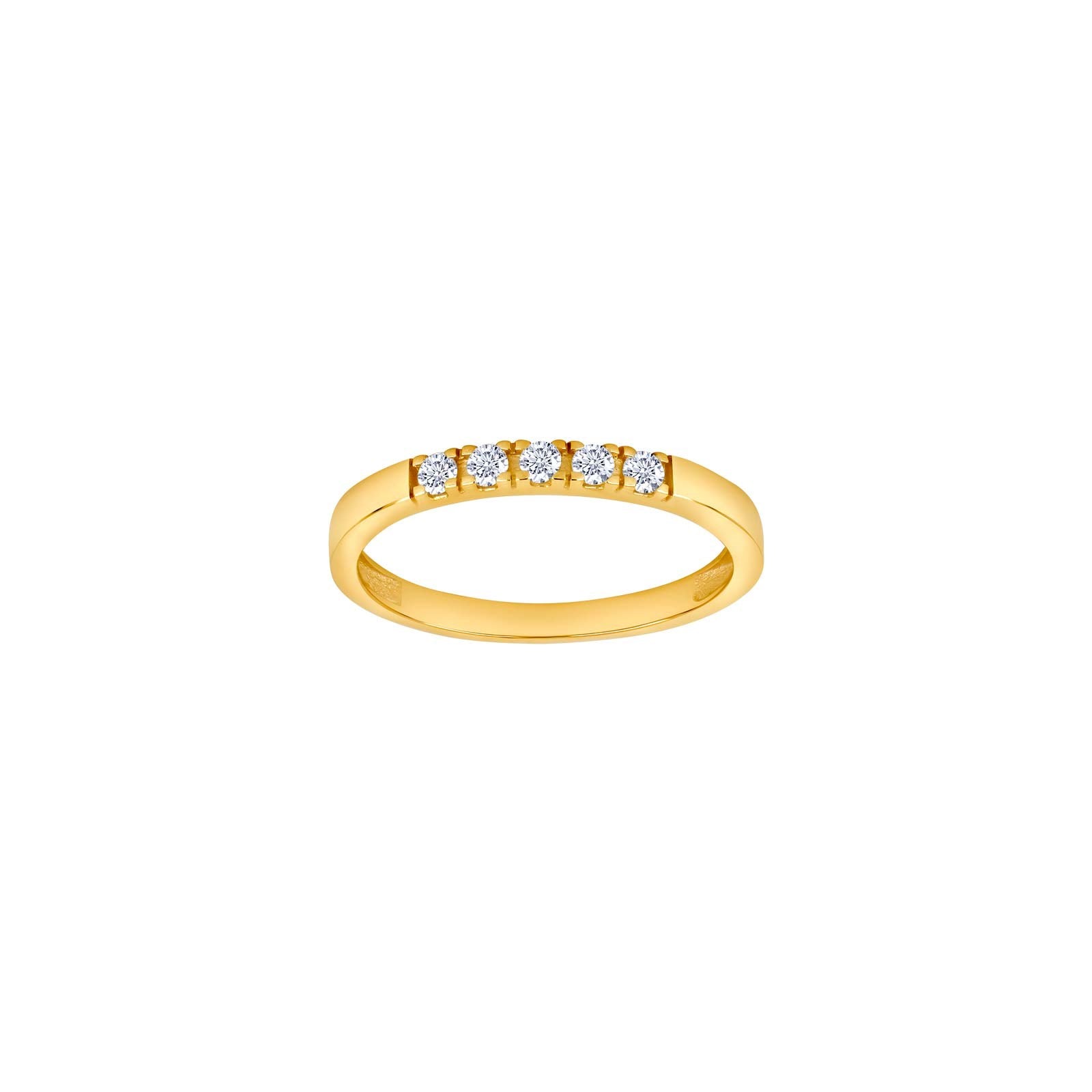 14kt. Gold Trauring m. 5 cz.