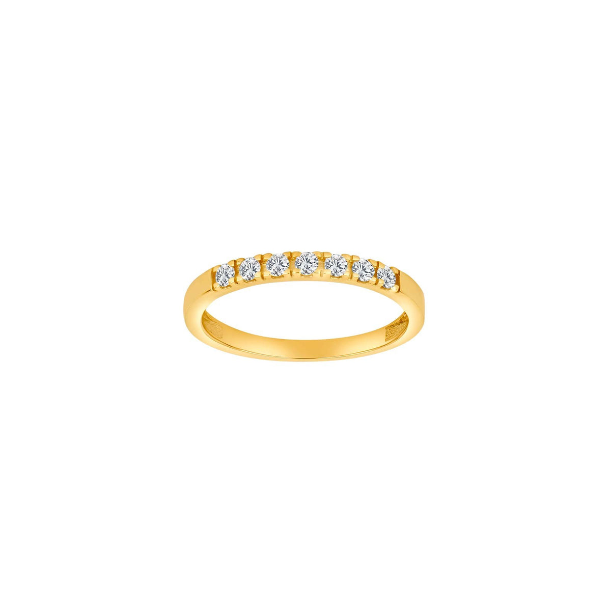 8kt. Gold wedding band w. 7 cz.