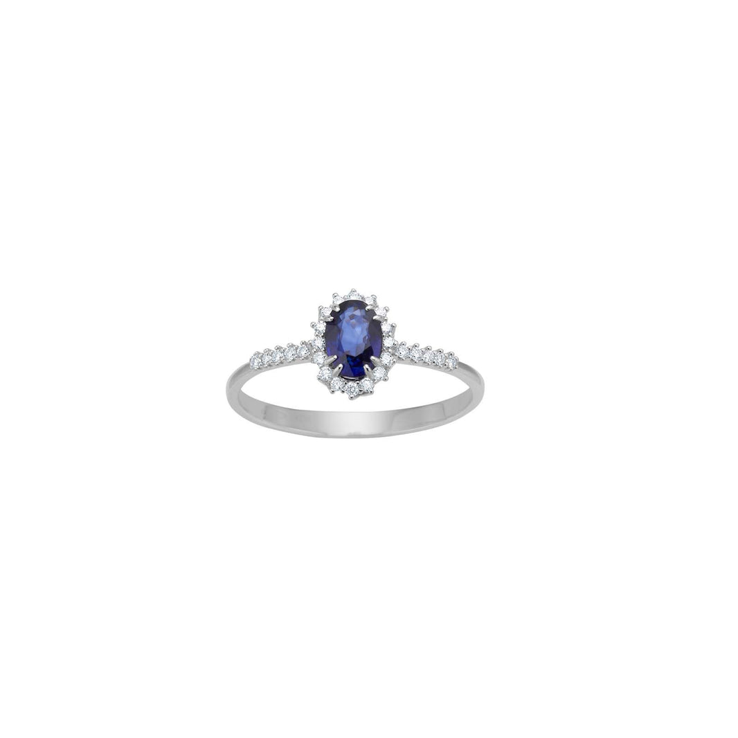 14ct. Whitegold ring w. sapphire and 0.104 W/SI