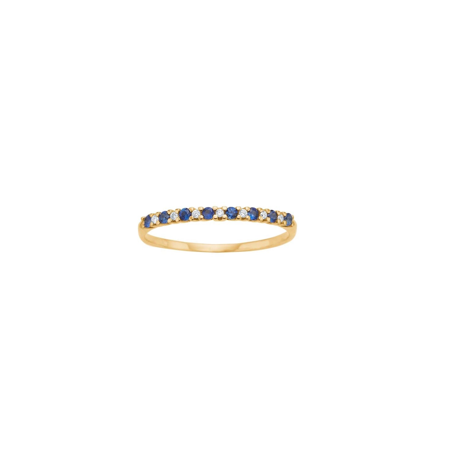 14kt. Goldring m. Saphir und dia 0.028ct W/SI