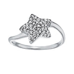 Silver rhd. ring with cz star shaped