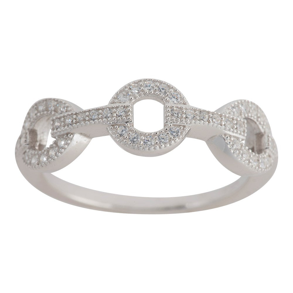 Silver ring rhodium-plated w. vision. zirconia