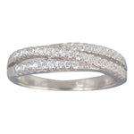 Silver rhd. ring with three rows cz.