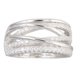 Silver rhd. ring with three rows cz.