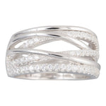 Silver rhd. ring with three rows cz.