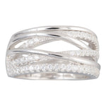 Silver rhd. ring with three rows cz.