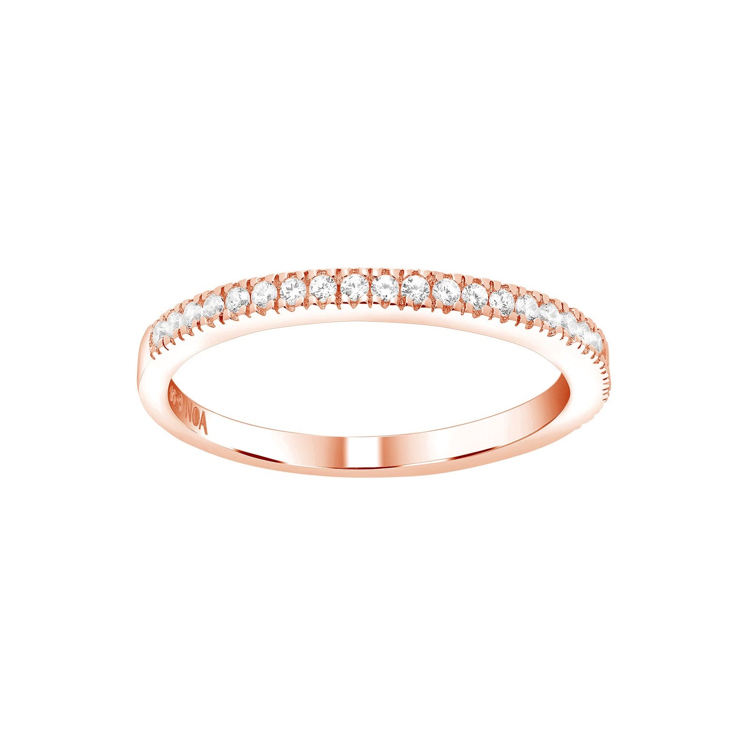 Rhodinierter Silberring ADINANOR mit 1 rk cz - Rosévergoldet / 60