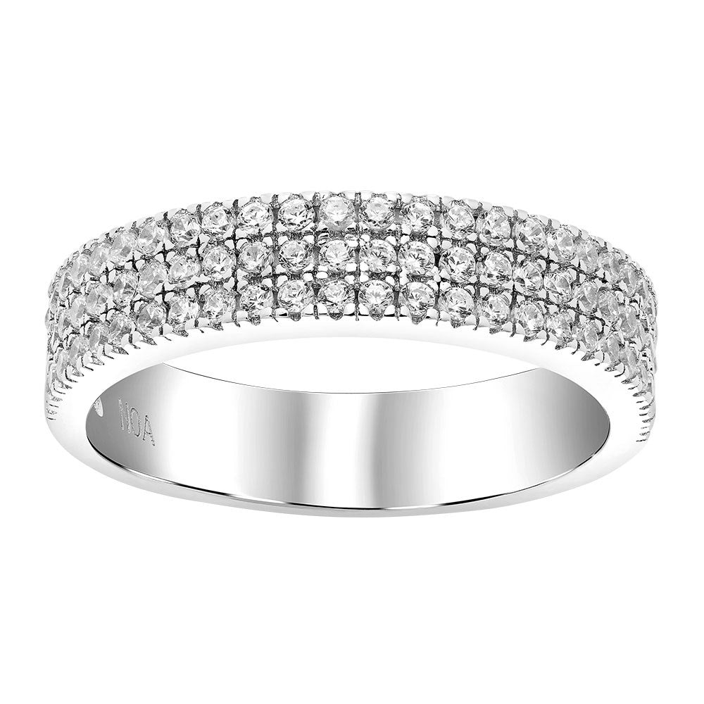 Rho. Silberring ADINANOR mit 3 Reihen Zirkonia.