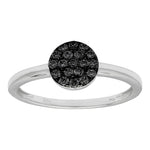 Silver ring ANNIENOR black cz. round 6mm