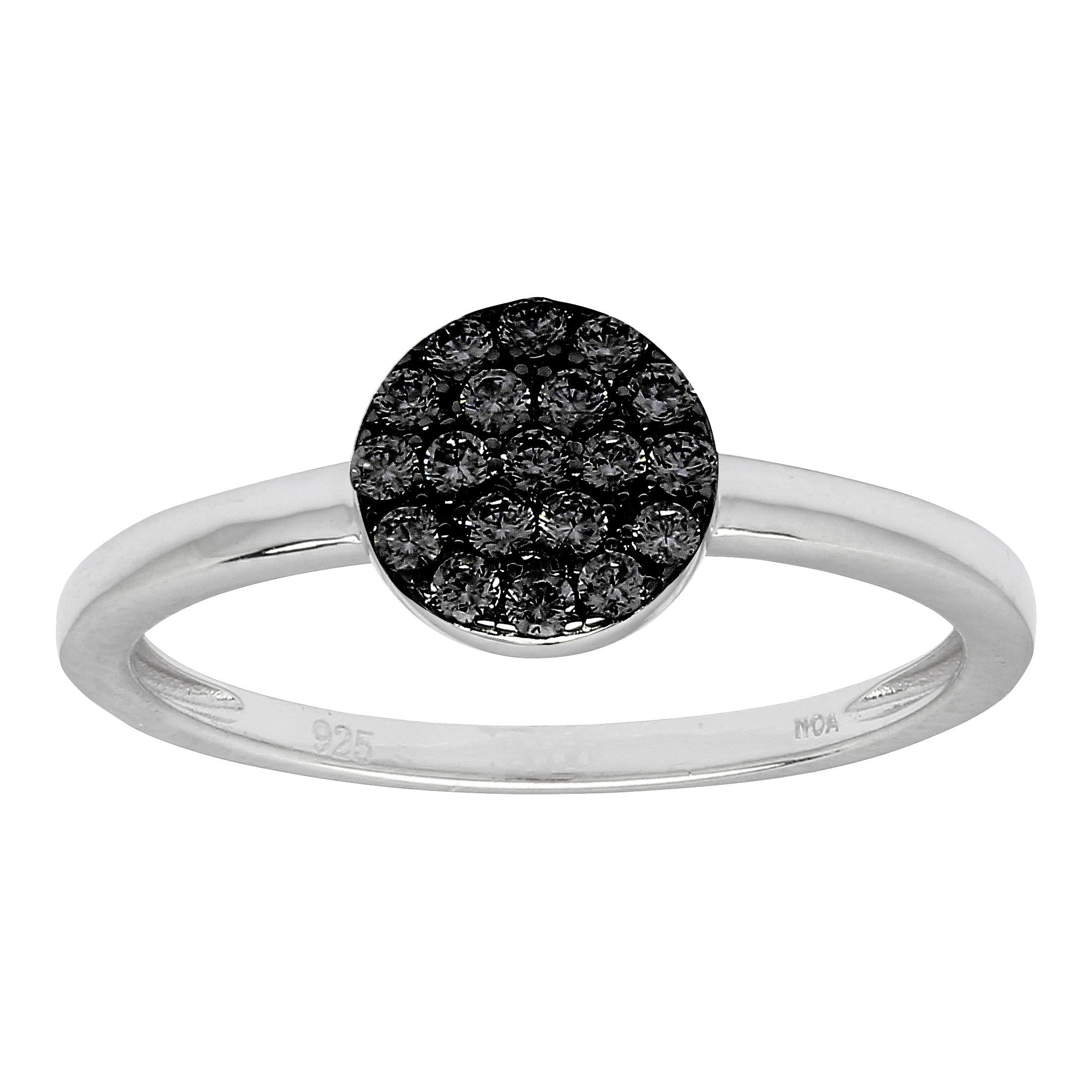 Silberring ANNIENOR schwarzer Zirkonia rund 6mm