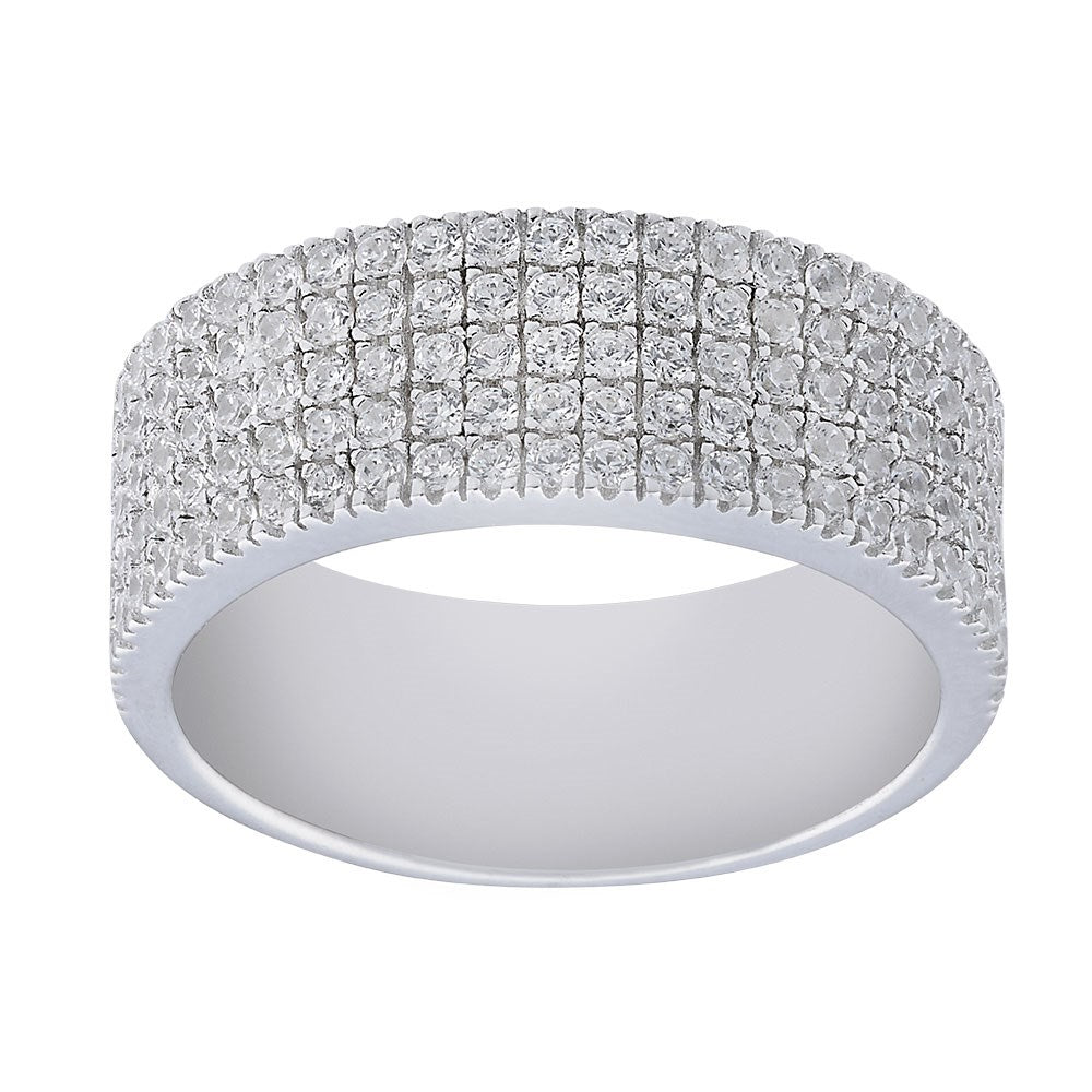 Rho. sølv ring ADINANOR m/ 5 rk. sorte cz.