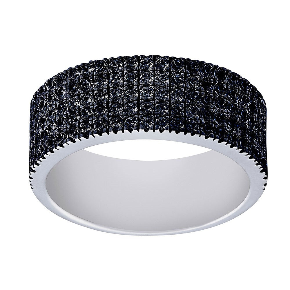 Rho. silver ring ADINANOR w/ 5 rk. black cz.