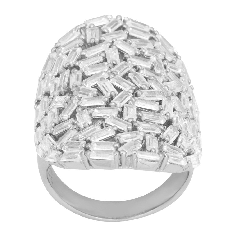 Silberring AGGANOR mit Baguette-CZ 30mm