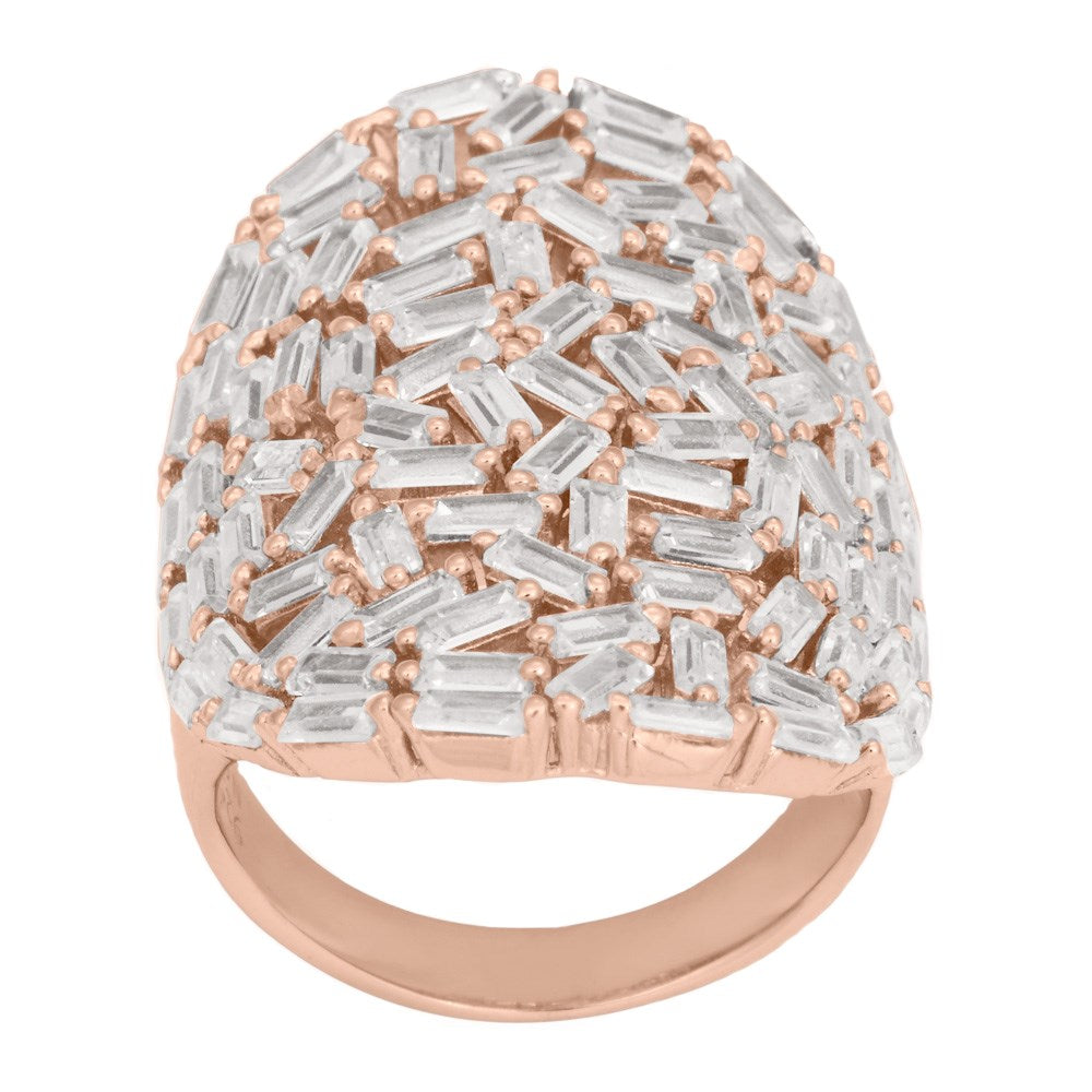 Silver ring AGGANOR with baguette cz 30mm - Oxidized / 54