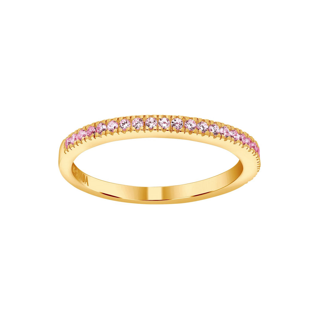 Silberring rosa cz HELLENOR - Vergoldet / 54
