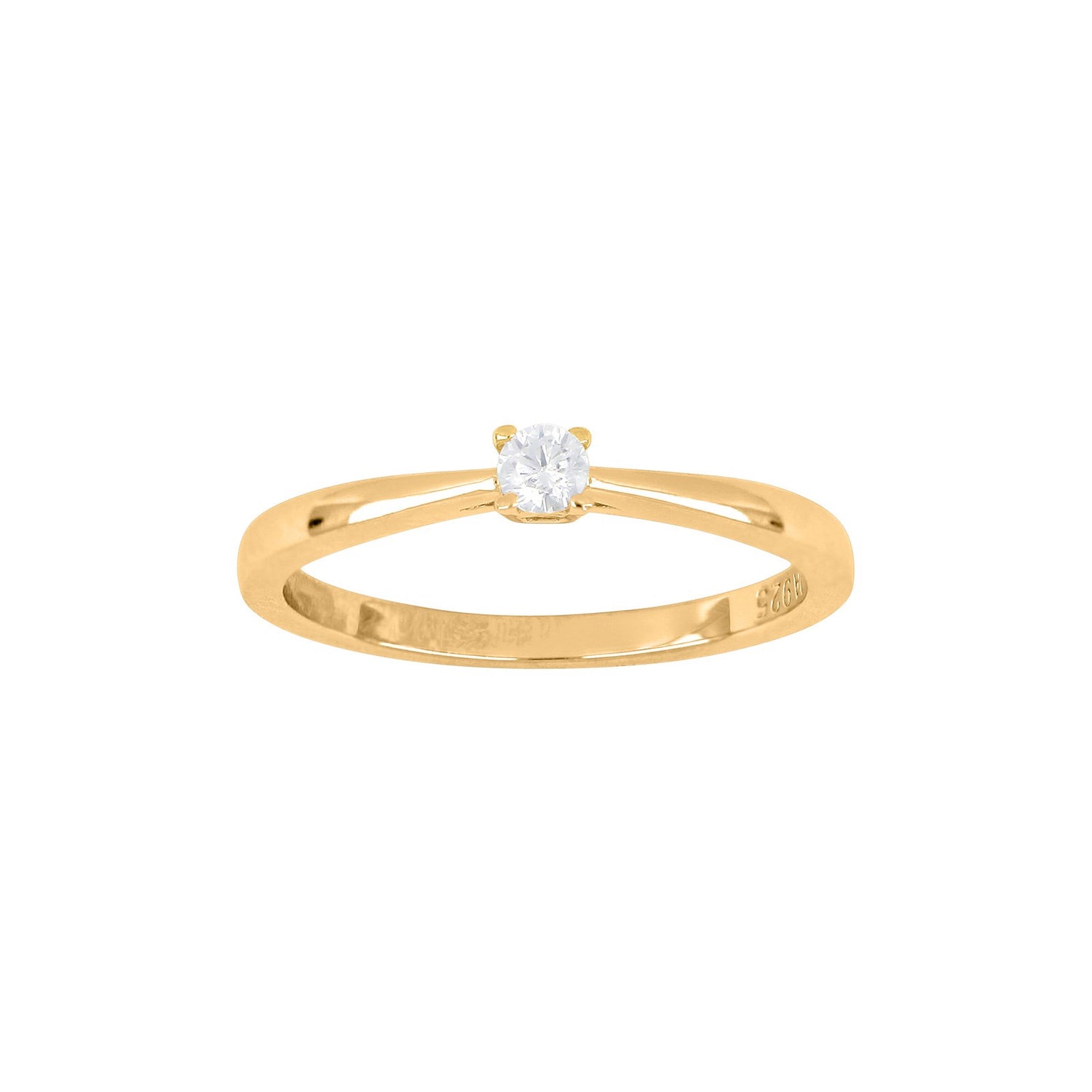 Rhd. Silber Ring 3mm Greifer HEGENOR - Vergoldet / 56