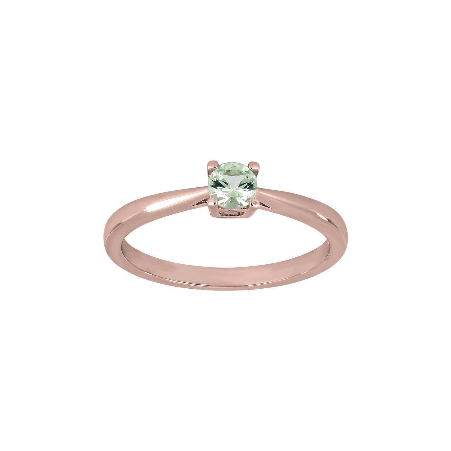 Silberring 4mm hellgrün HELENNOR - Rosévergoldet / 54