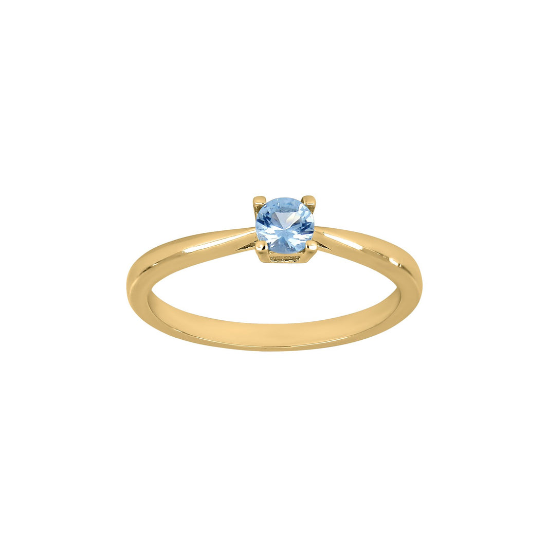 Sølv ring 4mm lyseblå HELENNOR - Forgyldt / 60
