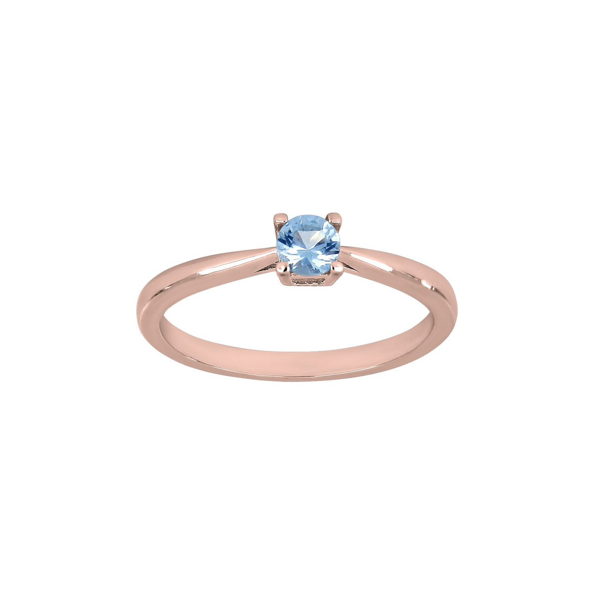 Silver ring 4mm light blue HELENNOR - Rose gold plated / 54