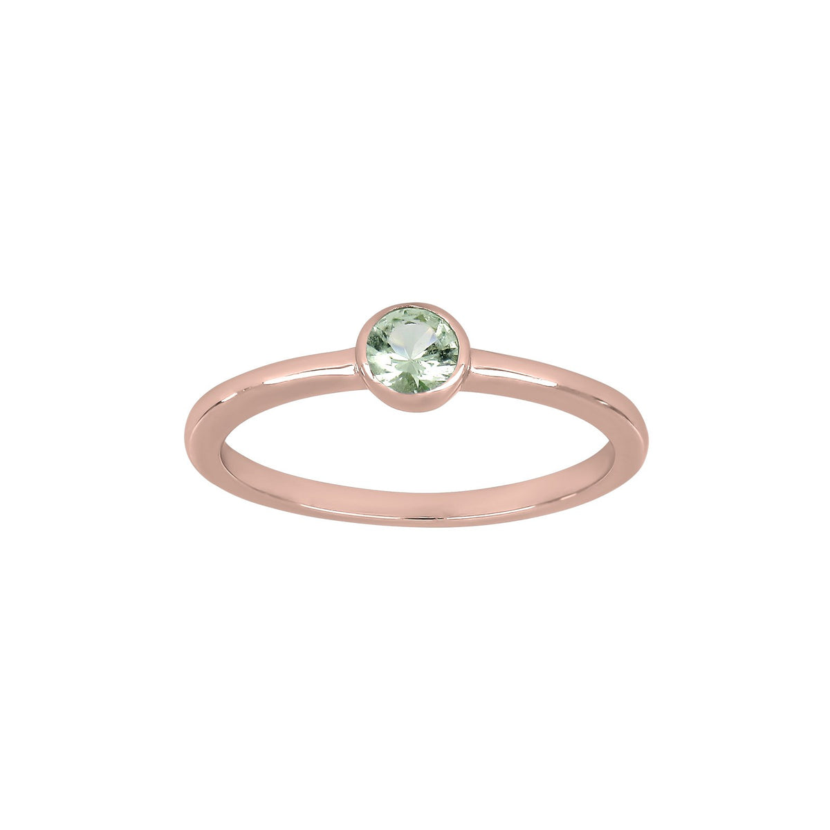Silberring 4mm hellgrün HILDANOR - Rosévergoldet / 60
