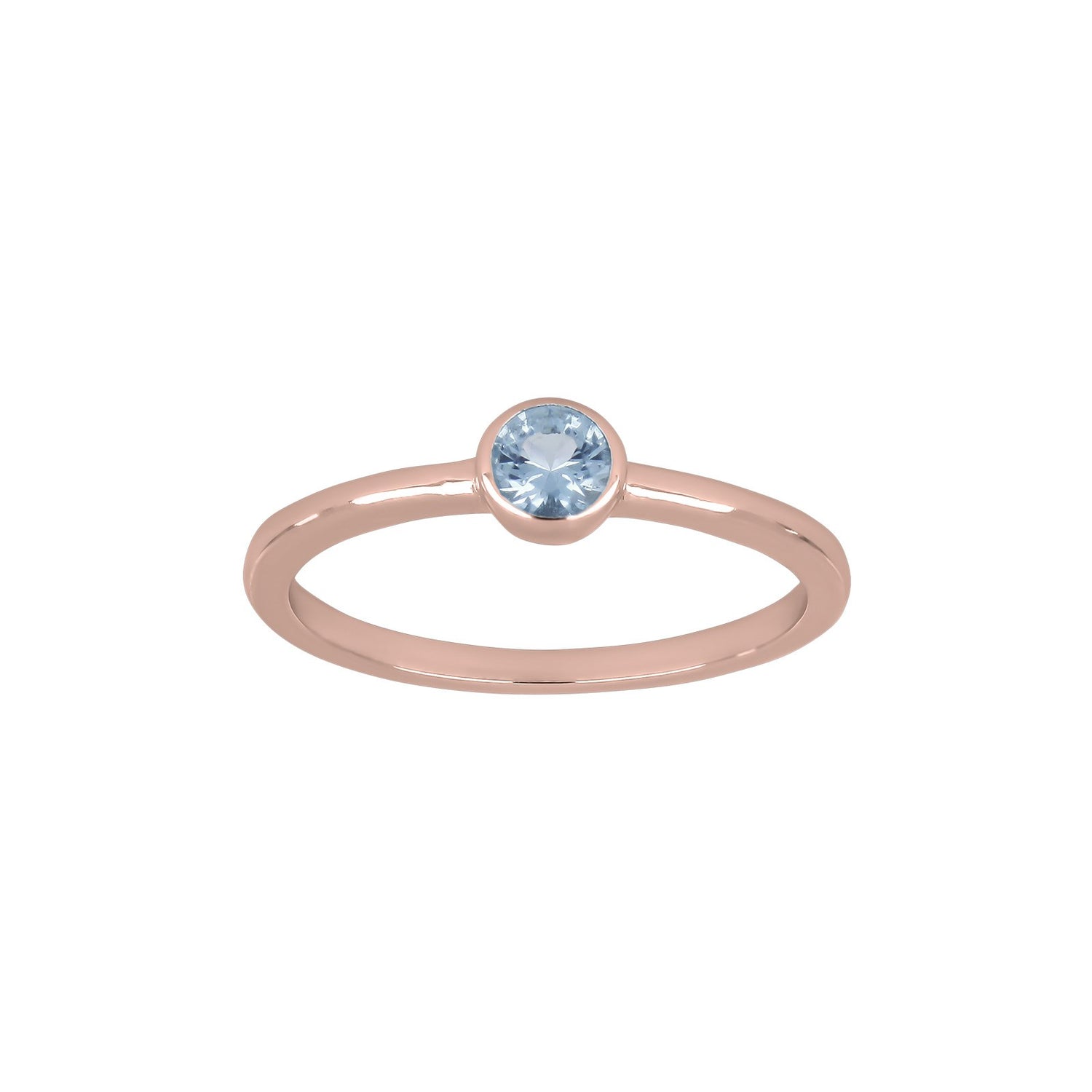 Silberring 4mm hellblau HILDANOR - Rosévergoldet / 54