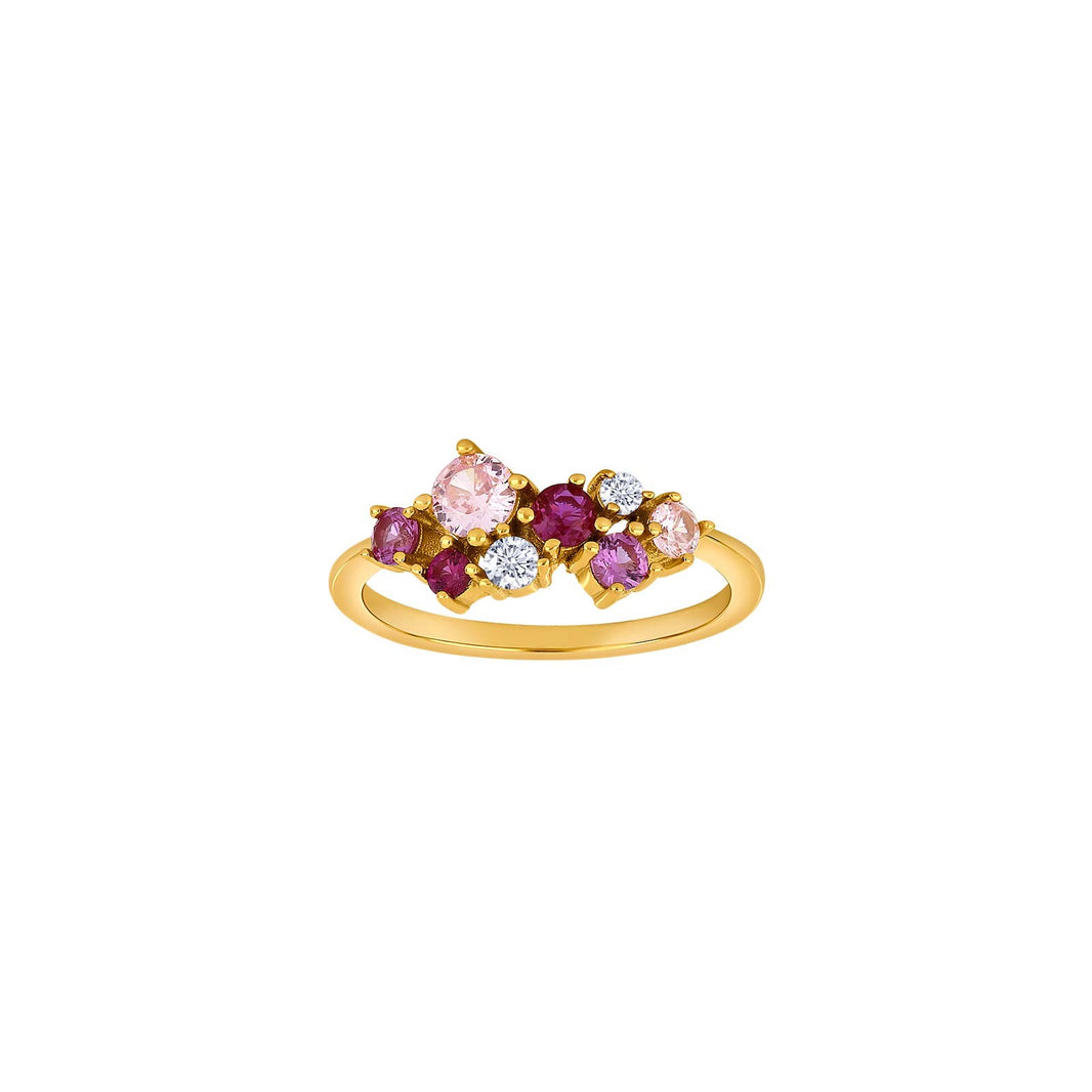 Rhd. silver ring NADINENOR pink - Gold plated / 54