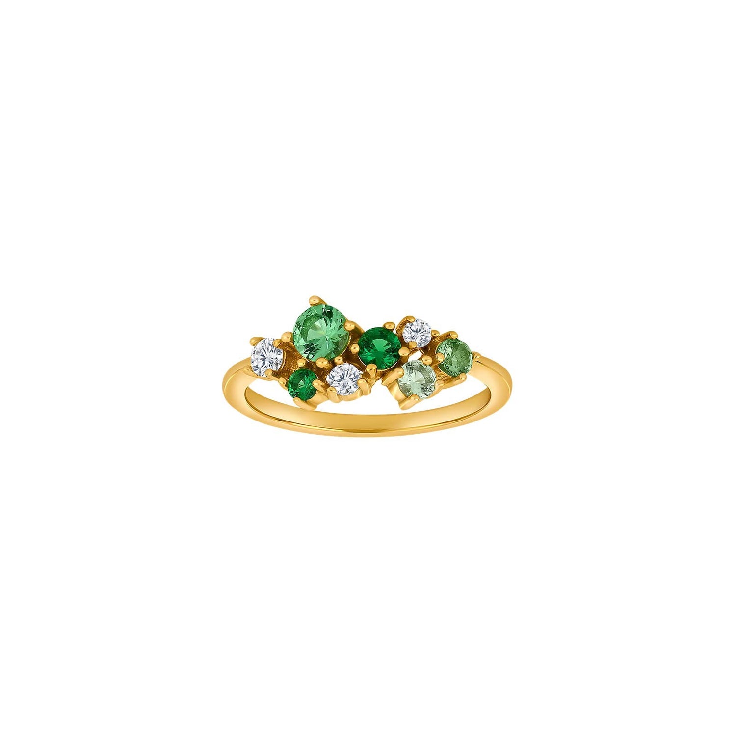 Rhd. Silber Ring NADINENOR grün - Vergoldet / 60