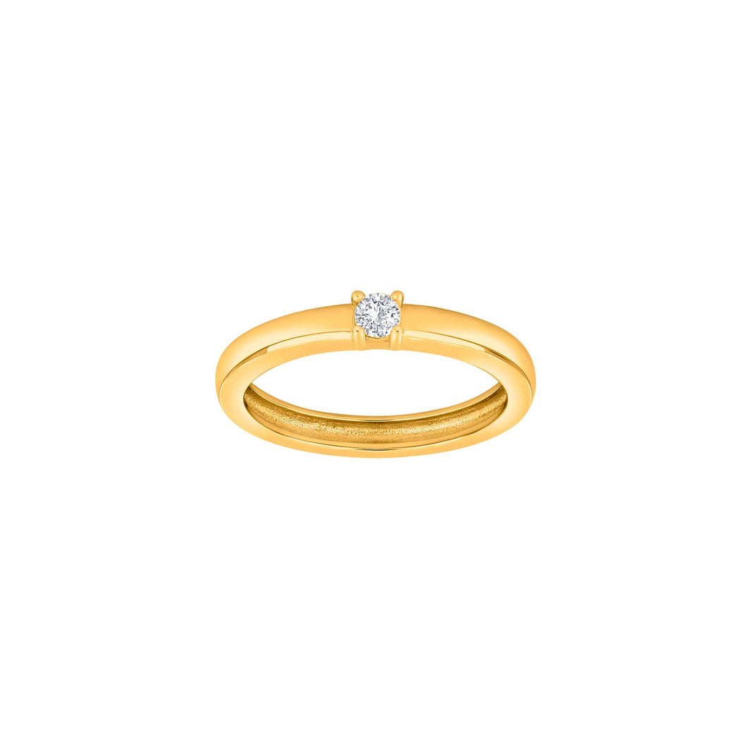 Rhd. Silver ring 1cz OBINOR - Gold plated / 60