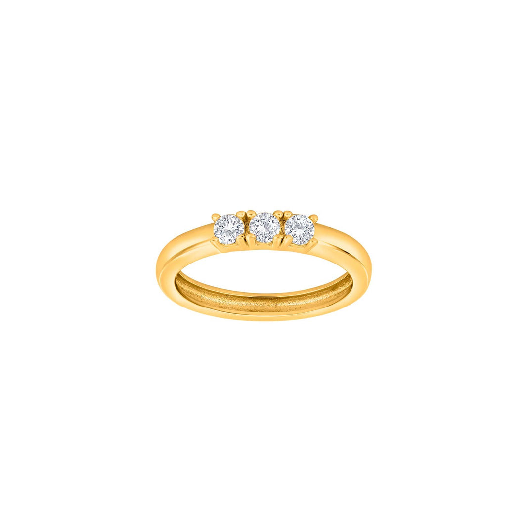 Rhd. Sølv ring 3cz OBINOR - Forgyldt / 60