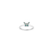 Rhd. silver ring w. butterfly green cz