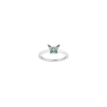 Rhd. silver ring w. butterfly green cz