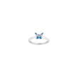 Rhd. silver ring w. butterfly green cz