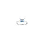 Rhd. silver ring w. butterfly green cz