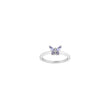 Rhd. silver ring w. butterfly green cz