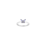 Rhd. silver ring w. butterfly green cz