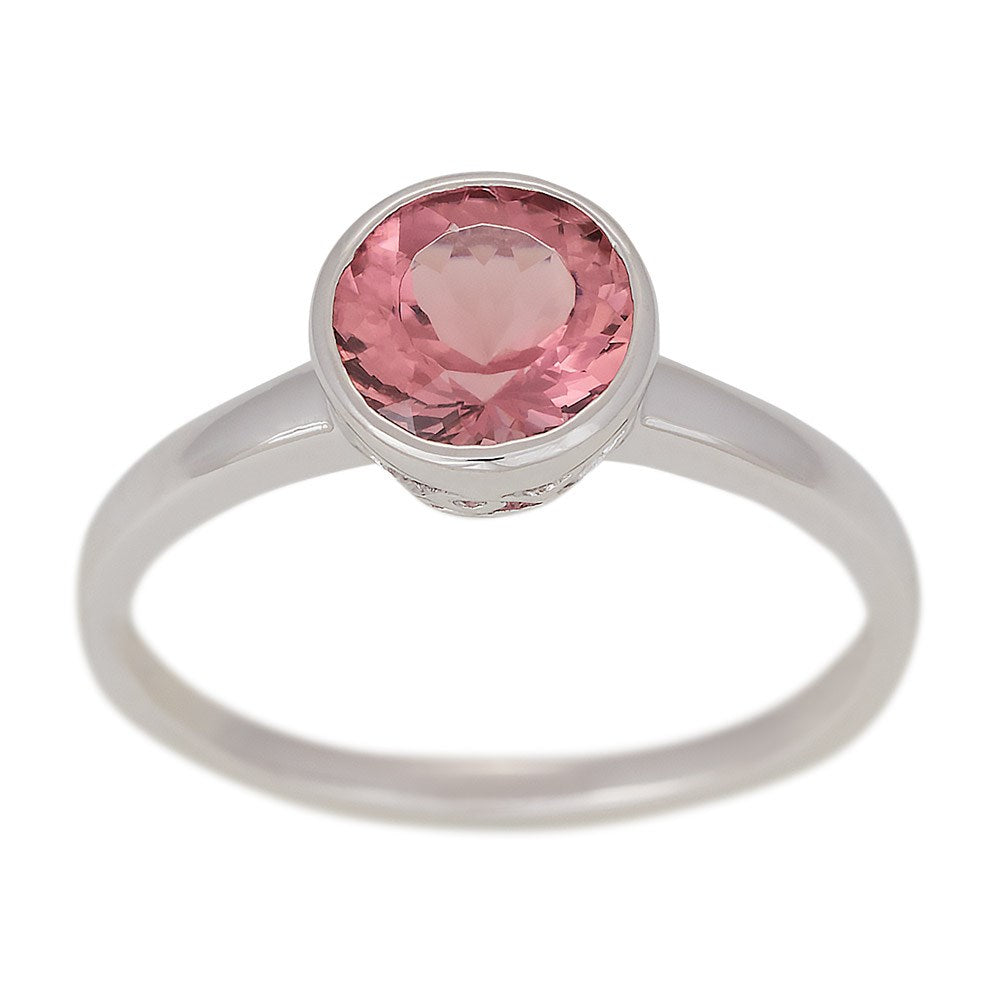 14 kt. Weißgoldring mit rosa Turmalin*