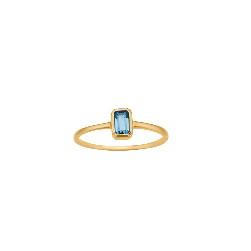 14kt. Gold Ring m. Londoner blau Topas
