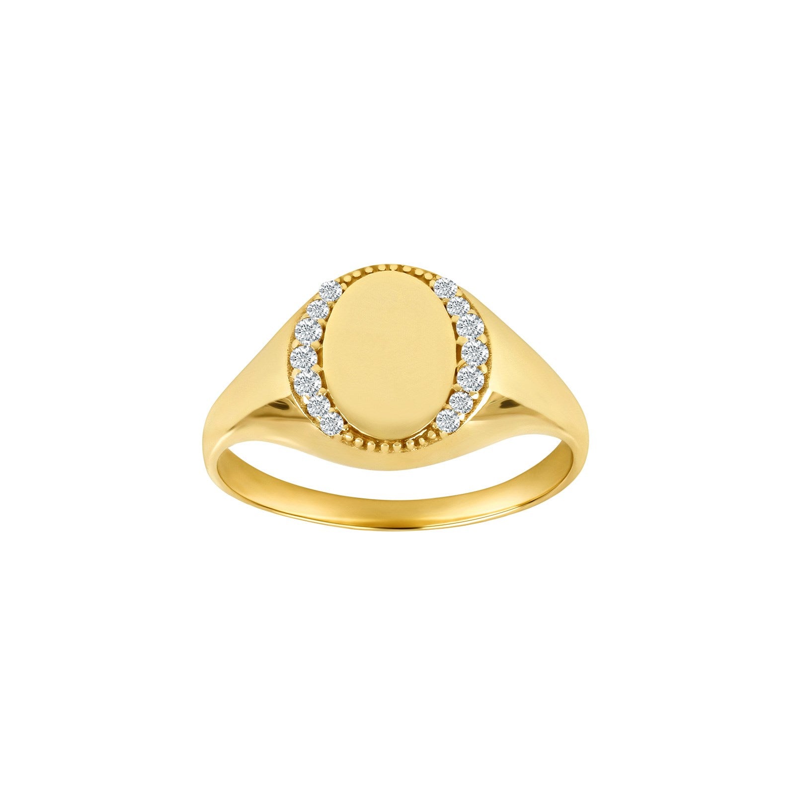 8kt. guldring m/cz og plade