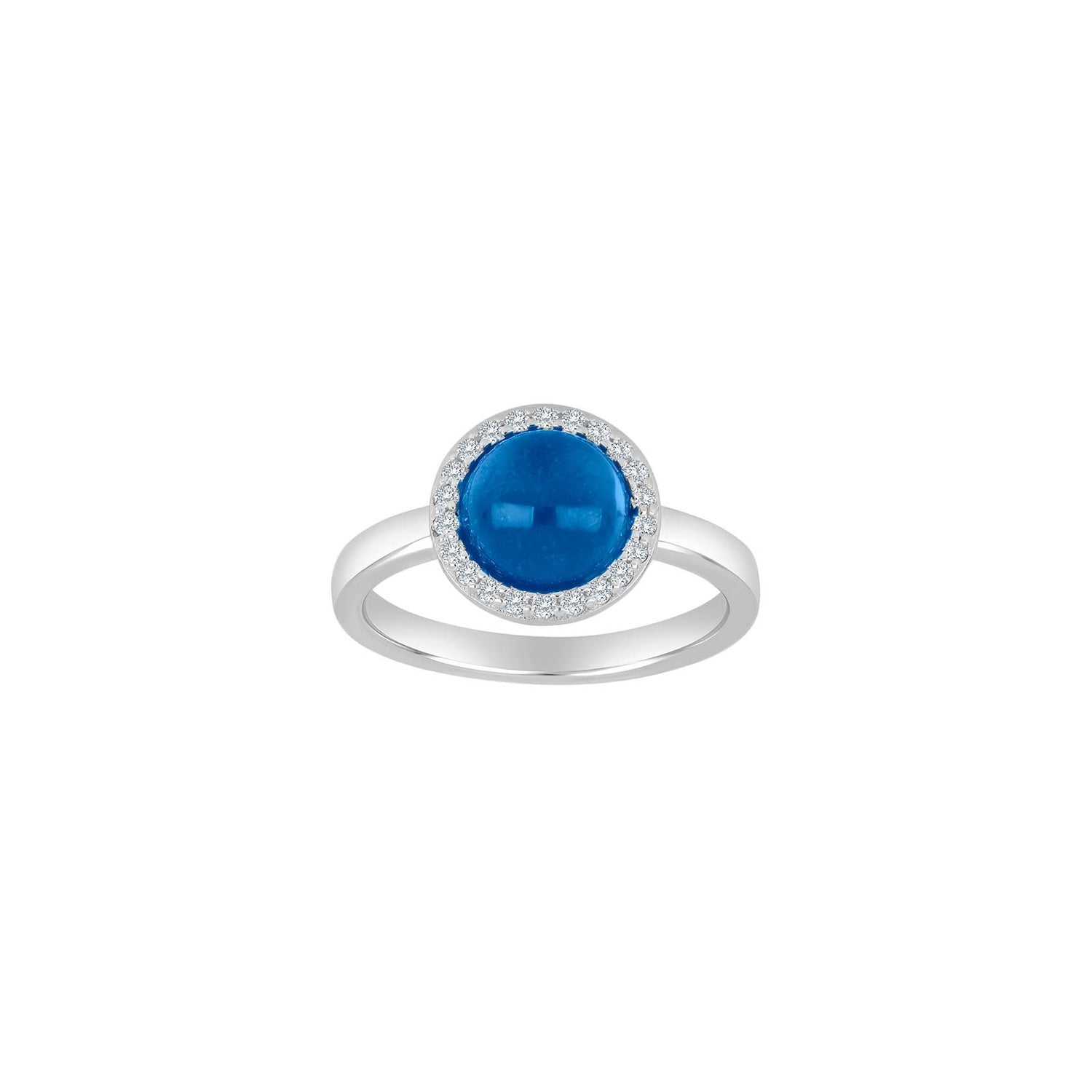 Rhd. Silber Ring OFELIANOR blau - Rhodiniert / 58