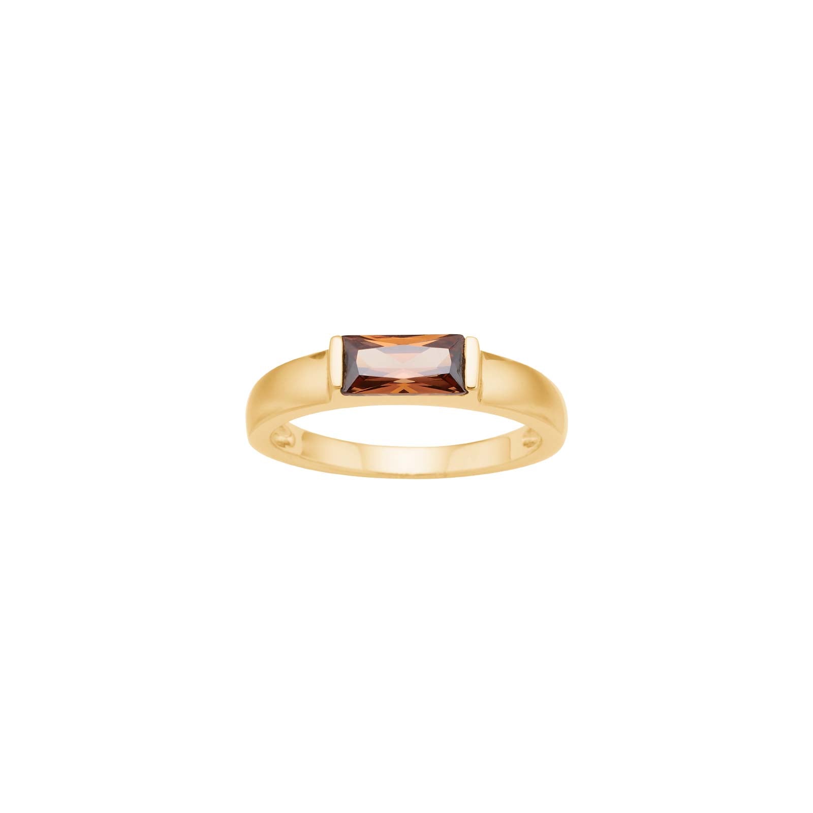 Gold-plated silver ring brown FACET52