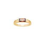 Gold-plated silver ring brown FACET52