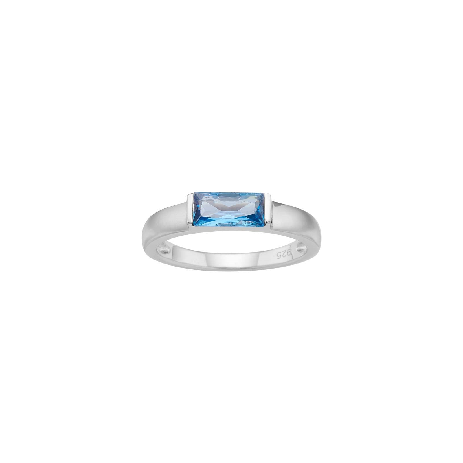 Rhd. silver ring blue FACET52