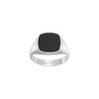 SON Rhod. silver ring with black onyx