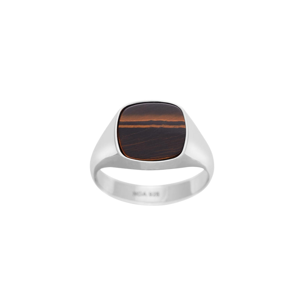SON Rhod. silver ring with yellow tiger eye - Rhodium plated / 70