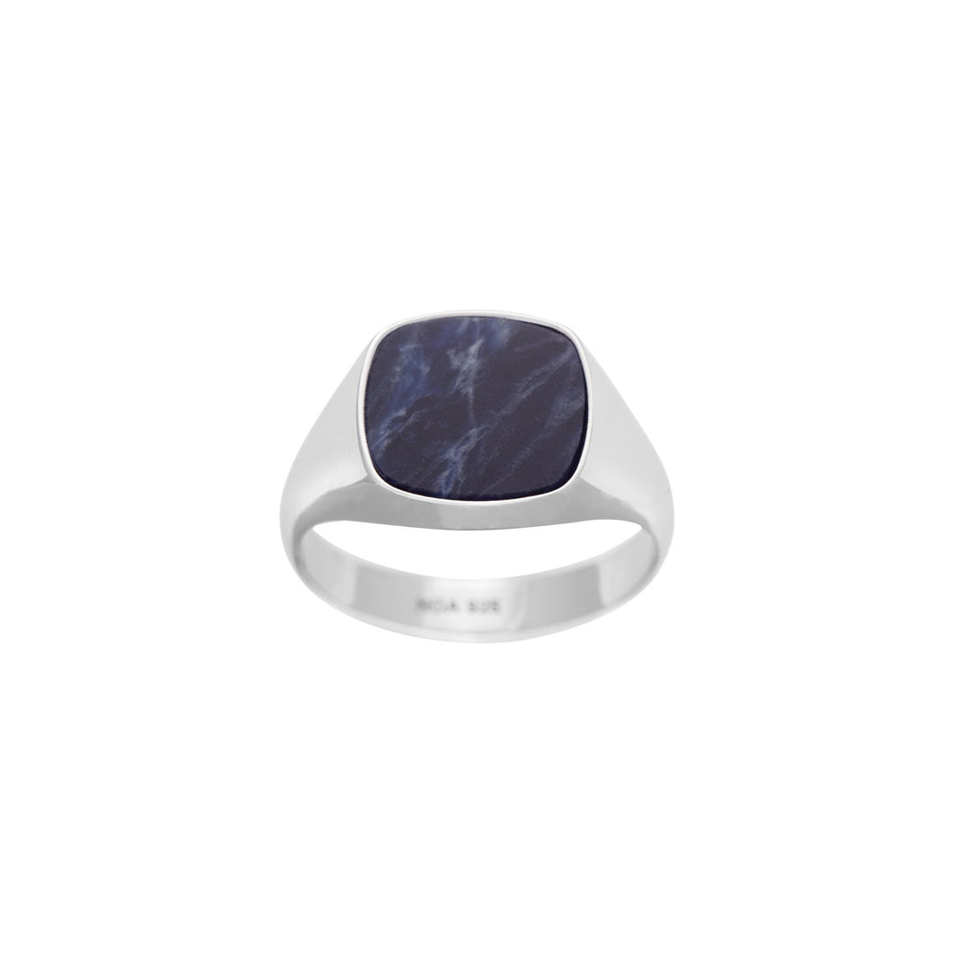 SON Rhod. silver ring with sodalite