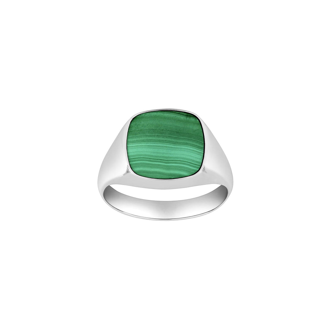 SON Rhod. silver ring with malachite