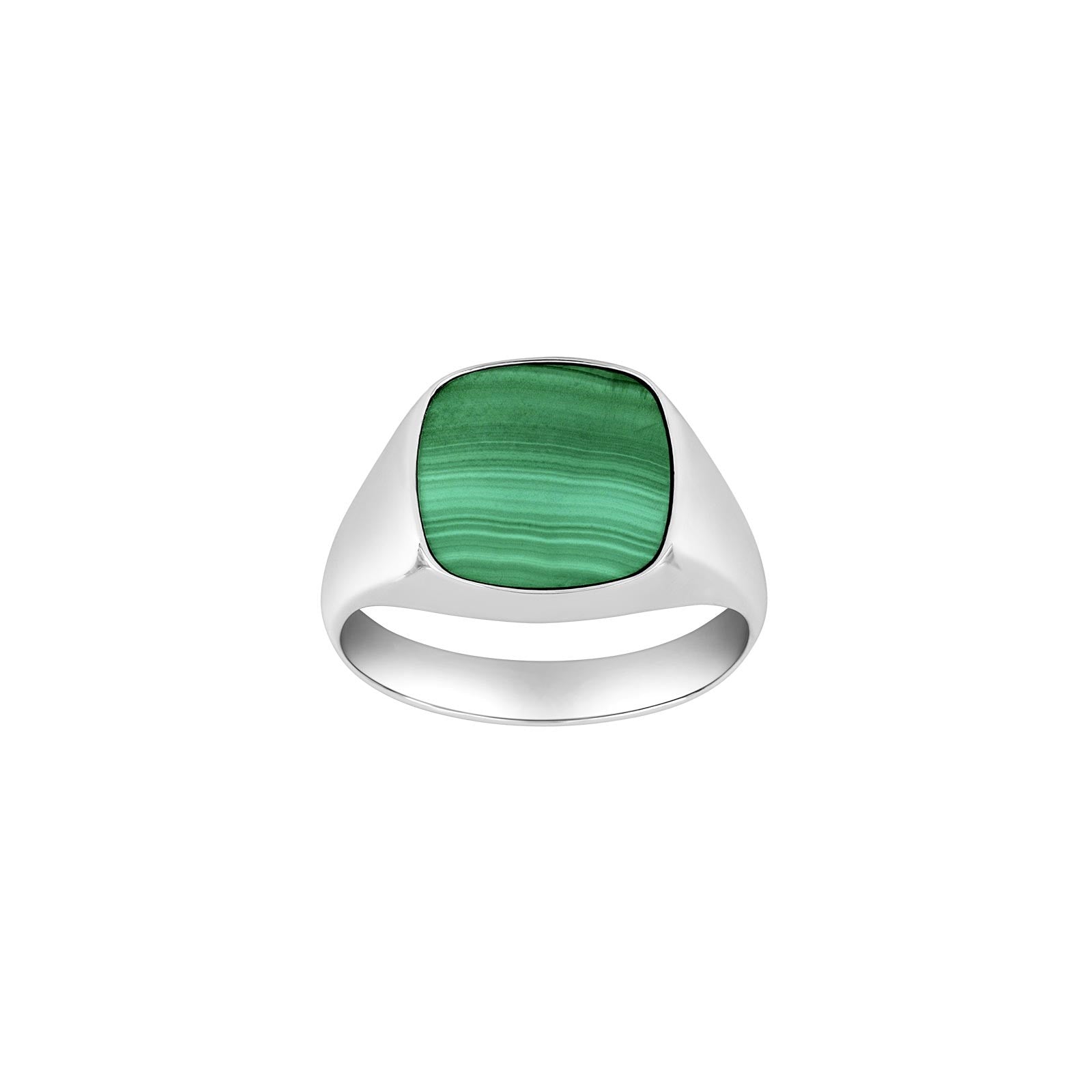 SON Rhod. silver ring with malachite